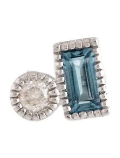 Pre-owned Jude Frances 18k Topaz & Diamond Single Stud In Multicolor