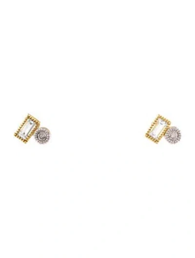 Pre-owned Jude Frances 18k Topaz & Diamond Stud Earrings In Multi