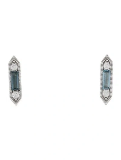Pre-owned Jude Frances 18k Topaz & Diamond Stud Earrings In Multi
