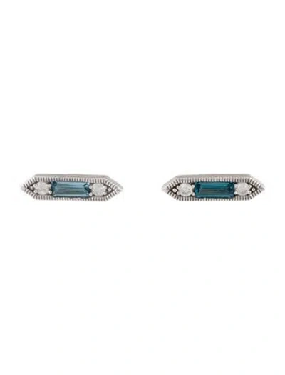 Pre-owned Jude Frances 18k Topaz & Diamond Stud Earrings In Multi