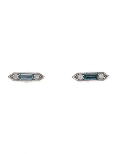 Pre-owned Jude Frances 18k Topaz & Diamond Stud Earrings In Multi
