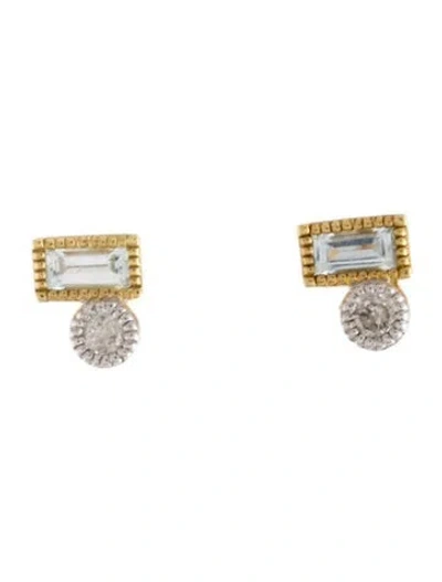 Pre-owned Jude Frances 18k Topaz & Diamond Stud Earrings In Multicolor