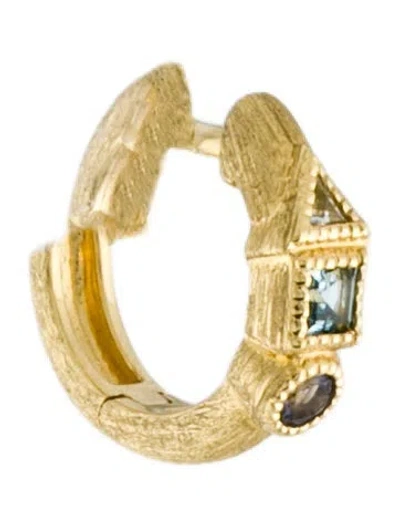Pre-owned Jude Frances 18k Topaz & Iolite Single Huggie Earring In Multi