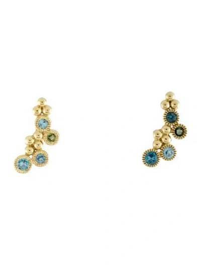Pre-owned Jude Frances 18k Topaz & Tourmaline Bubble Stud Earrings In Multicolor