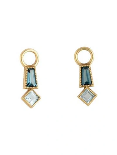 Pre-owned Jude Frances 18k Topaz Lisse Earring Enhancers W/ Tags In Multicolor