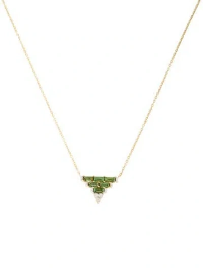 Pre-owned Jude Frances 18k Tourmaline & Diamond Pendant Necklace, 16.5" In Multicolor