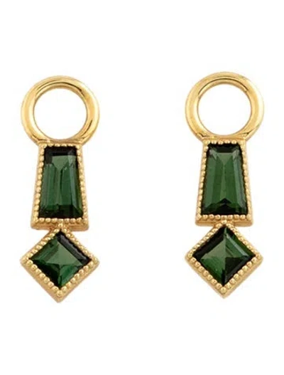 Pre-owned Jude Frances 18k Tourmaline Lisse Earring Enhancers In Multicolor
