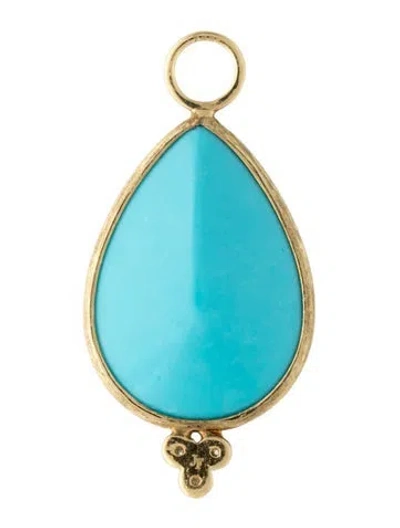 Pre-owned Jude Frances 18k Turquoise & Diamond Pendant In Multi
