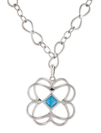 Pre-owned Jude Frances 5.31ct Topaz & Diamond Pendant Necklace, 18" In Multicolor