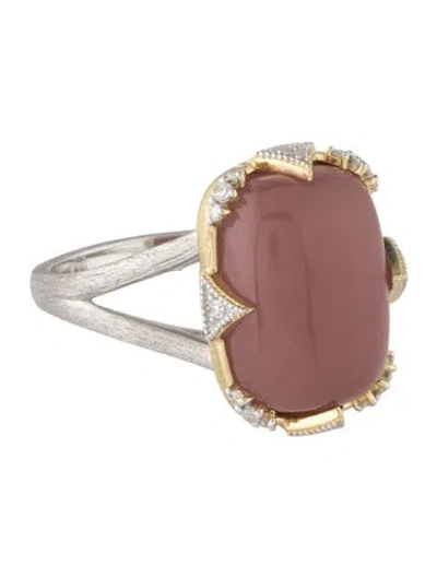 Pre-owned Jude Frances 5.71ct Rose Quartz & Diamond Lisse Solstice Cocktail Ring In Multicolor