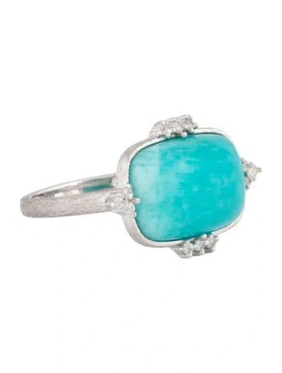 Pre-owned Jude Frances Amazonite & Topaz Cocktail Ring In Multicolor