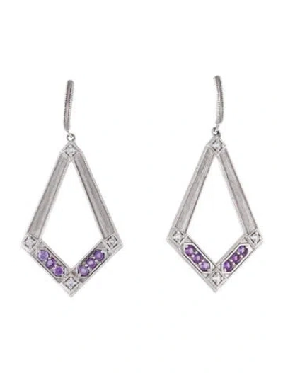 Pre-owned Jude Frances Amethyst & Topaz Drop Earrings In Multi
