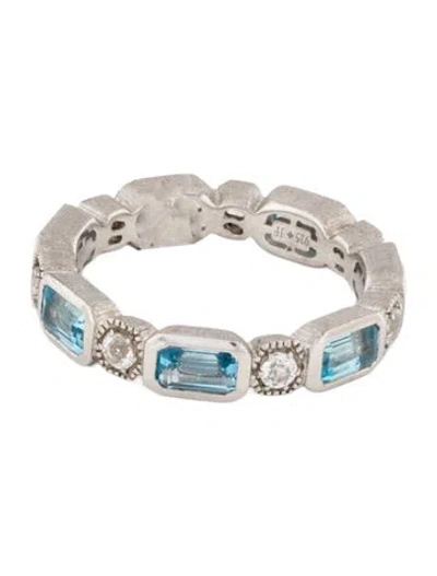Pre-owned Jude Frances Blue And White Topaz "waters" Eternity Band In Multicolor