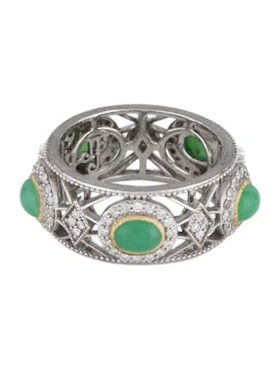 Pre-owned Jude Frances Chrysoprase & Diamond Band In Multicolor