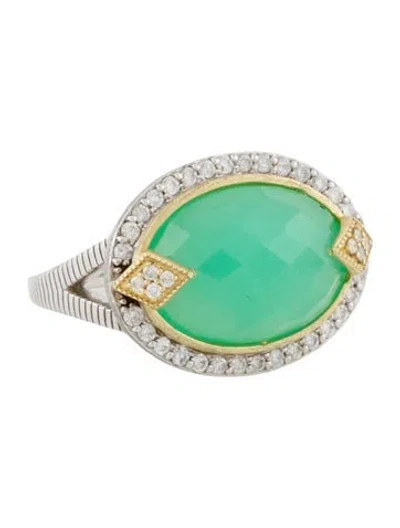 Pre-owned Jude Frances Chrysoprase & Diamond Ring In Multi