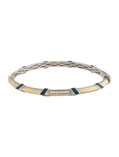 Pre-owned Jude Frances Diamond & Enamel Hinge Bangle Bracelet, 6.5" In Multicolor