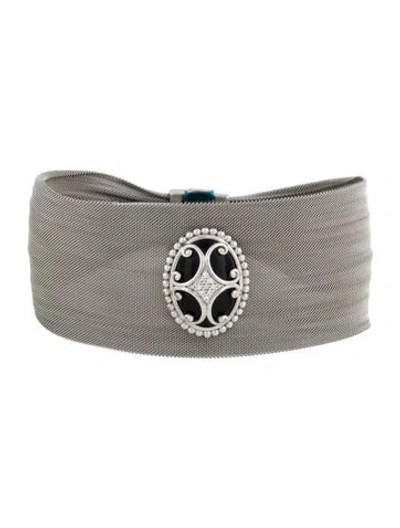 Pre-owned Jude Frances Diamond & Stone Stainless Steel Mesh Bracelet, 6.25" In Multicolor