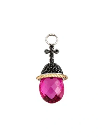Pre-owned Jude Frances Diamond & Synthetic Ruby Cross Single Earring Enhancer In Multicolor