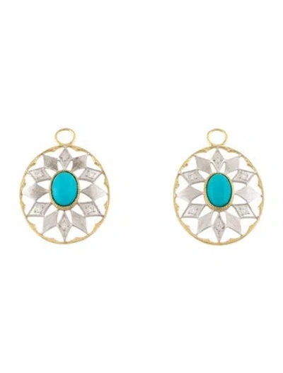 Pre-owned Jude Frances Diamond & Turquoise Two-tone Earring Enhancers In Multi