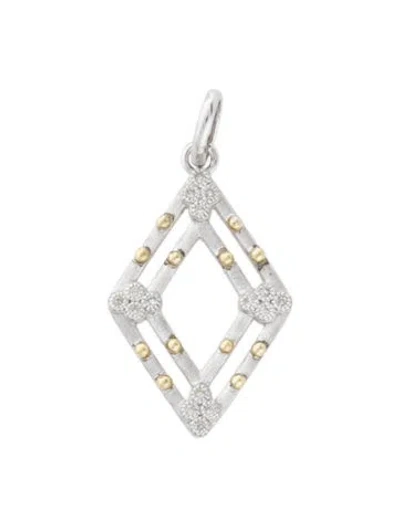 Pre-owned Jude Frances Diamond Beaded Lozenge Pendant, 1.25" In Multi