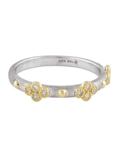 Pre-owned Jude Frances Diamond Beaded Triple Quad Stacker Ring In Multi