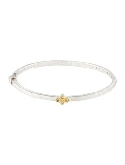 Pre-owned Jude Frances Diamond Hexagon Quad Hinged Bangle Bracelet, 6.25" In Multi