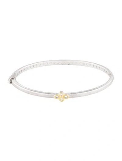 Pre-owned Jude Frances Diamond Hexagon Quad Hinged Bangle Bracelet, 6.25" In Multicolor