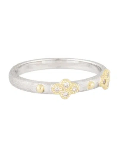 Pre-owned Jude Frances Diamond Mixed Metal Beaded Triple Quad Stacker Ring In Multicolor