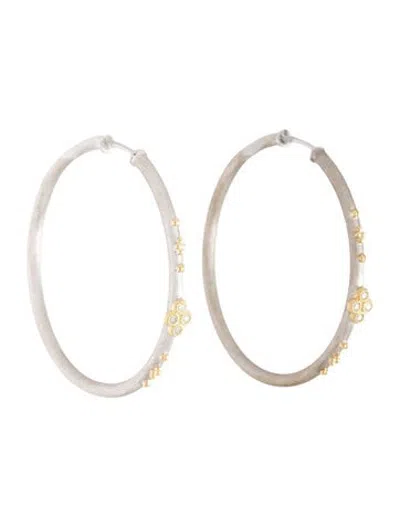 Pre-owned Jude Frances Diamond Mixed Metal Quad Hoop Earrings In Multicolor