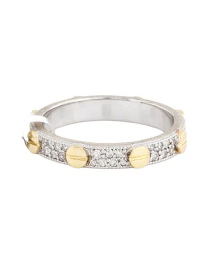 Pre-owned Jude Frances Diamond Pave Nail Band In Multicolor