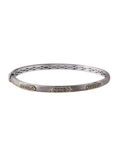 Pre-owned Jude Frances Diamond Provence 3-station Hex Bangle, 6.25" In Multi