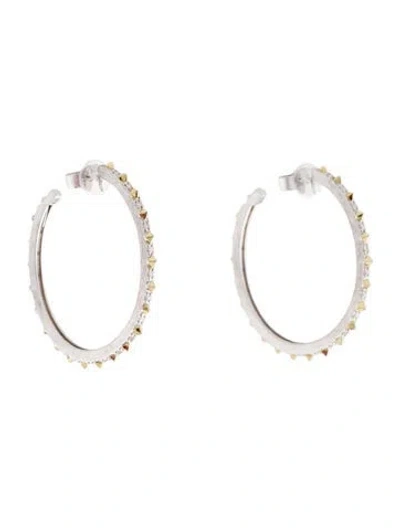 Pre-owned Jude Frances Diamond Pyramid Narrow Hoop Earrings In Multi