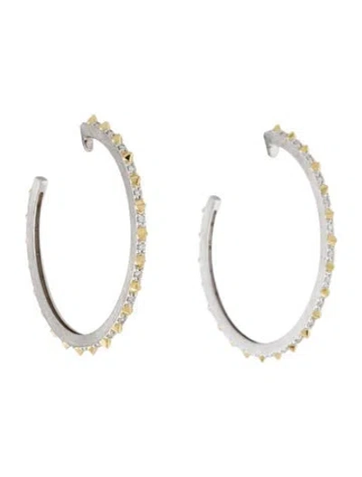 Pre-owned Jude Frances Diamond Spiked Hoop Earrings In Multi