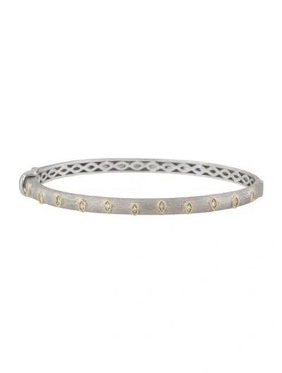 Pre-owned Jude Frances Diamond Staggered Marquis Bangle, 6.5" In Multicolor