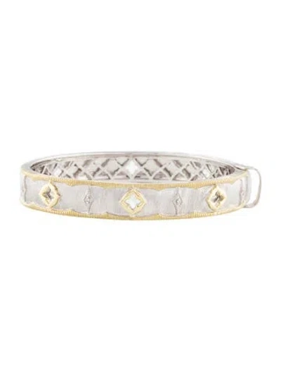 Pre-owned Jude Frances Diamond Textured Hinged Bangle, 6.5" In Multi