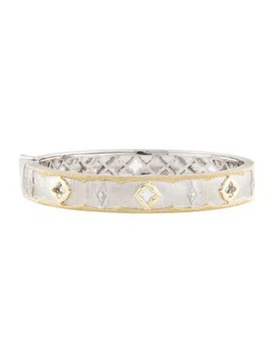 Pre-owned Jude Frances Diamond Textured Hinged Bangle, 6.5" In Multi