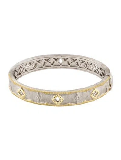 Pre-owned Jude Frances Diamond Textured Hinged Bangle, 6.5" In Multi