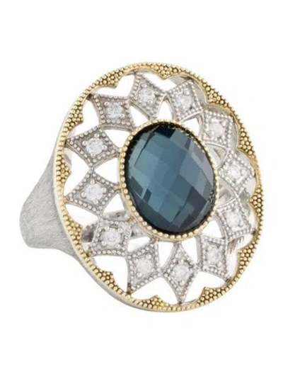 Pre-owned Jude Frances Diamond, Topaz & Hematite Doublet Cocktail Ring In Multi
