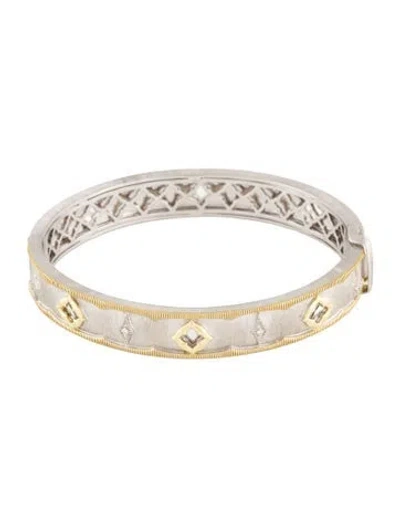 Pre-owned Jude Frances Diamond Two-tone Bangle, 6" In Multi