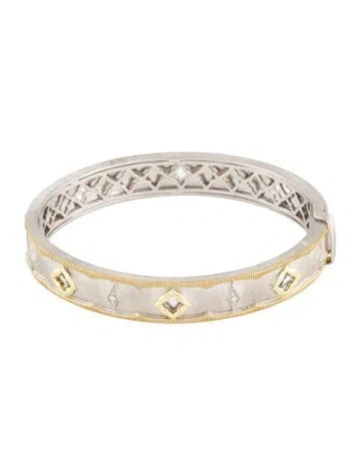 Pre-owned Jude Frances Diamond Two-tone Bangle, 6" In Multicolor