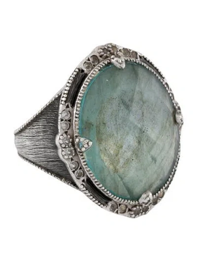 Pre-owned Jude Frances Labradorite & Topaz Moroccan Cocktail Ring In Multi