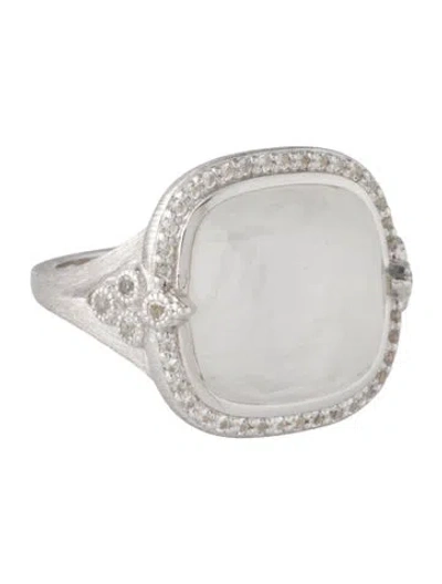 Pre-owned Jude Frances Moonstone & Topaz Cocktail Ring In Multicolor