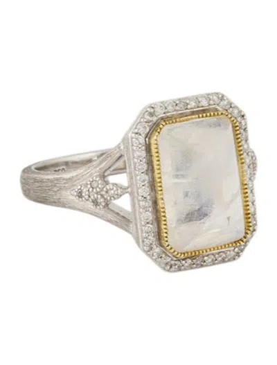 Pre-owned Jude Frances Moonstone Labradorite & Diamond Cocktail Ring In Multicolor