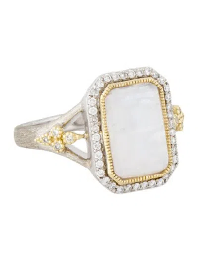 Pre-owned Jude Frances Moonstone Labradorite & Diamond Halo Cocktail Ring In Multicolor