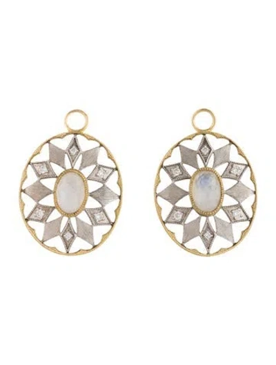 Pre-owned Jude Frances Moonstone Labradorite & Diamond Southwest Earring Enhancers In Multicolor