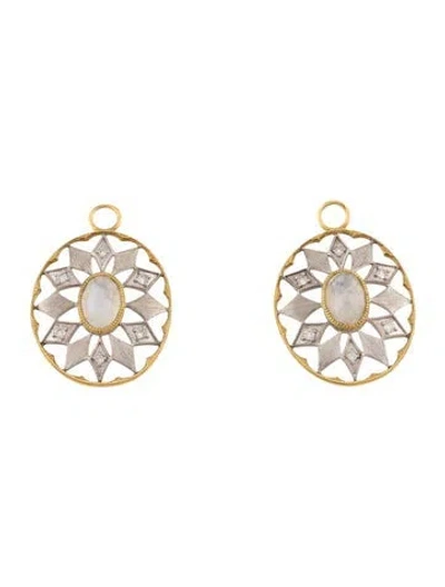 Pre-owned Jude Frances Moonstone Labradorite & Diamond Two-tone Earring Enhancers In Multi