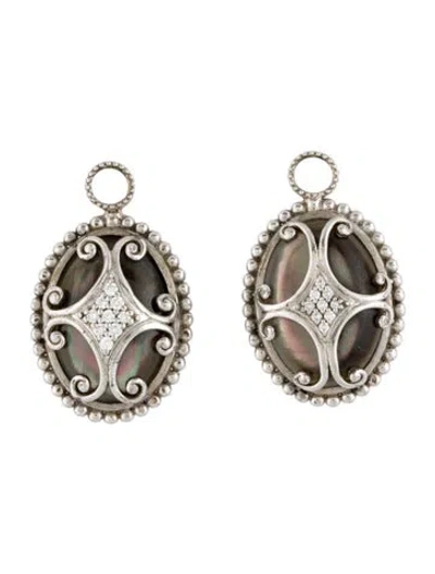 Pre-owned Jude Frances Mother Of Pearl & Diamond Florentine Earring Enhancers In Multi