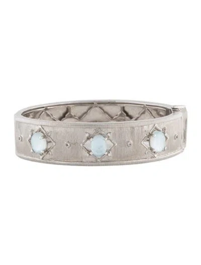 Pre-owned Jude Frances Mother Of Pearl & Topaz Doublet Hinged Bangle Bracelet, 6.25" In Multi
