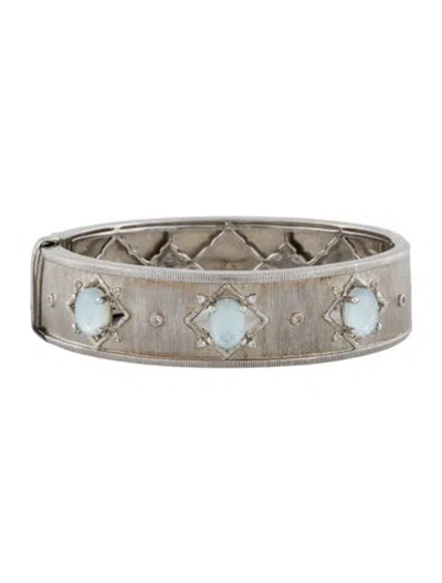 Pre-owned Jude Frances Mother Of Pearl Doublet & Topaz Hinged Bangle Bracelet, 6.25" In Multi