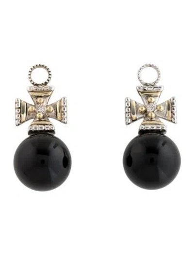 Pre-owned Jude Frances Onyx & Diamond Earring Enhancers In Multicolor
